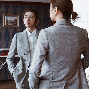 女士灰色休闲西服定制