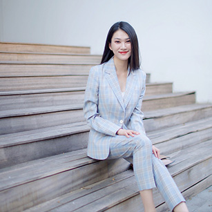 女士灰色格纹同款西服定制